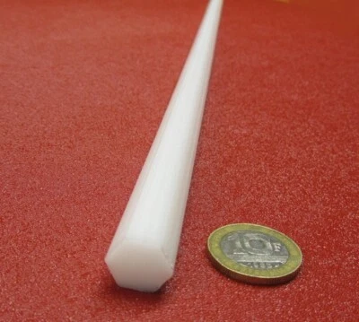 Varilla hexagonal de tinte blanco acetal Delrin de 1/2" (.500") hexagonal x 48" de longitud Foto 1 de 4