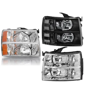 Par de faros delanteros negros para Chevy Silverado 1500 2500 HD 2007-2013 - Imagen 1 de 34