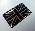 UNION JACK FLAG Sticker/Decal 40mm - BLACK & GREY - HIGH GLOSS DOMED GEL - UK