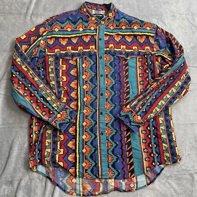 Camisa Frontier Series XL Para Hombre Western Southwest Azteca Multicolor Brillante De Colección Foto 1 de 4