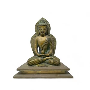Bronze Buddha Statue with Detailed Incised Design - Picture 1 of 5