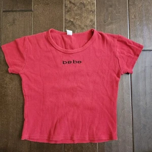 Bebe Girl's Red Logo Shirt - Size M - Picture 1 of 7