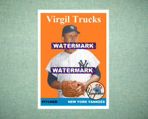 Virgil Trucks New York Yankees 1958 Style Custom Baseball Art Card