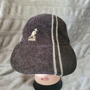 VTG Kangol Chenille Stripe Hat Black Unisex Baseball Cap Large Great Britain - Picture 1 of 9