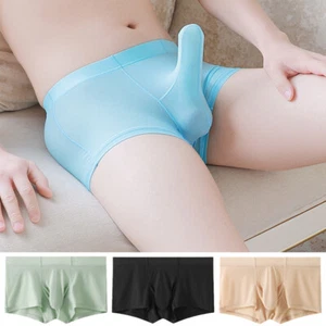 Mens Sexy Mesh Elephant Nose Pouch Boxer Briefs Underwear Lingerie Trunks Shorts - Picture 1 of 39