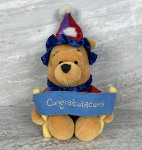 5-6" Congratulations Pooh Winnie The Pooh Bear Beanie Plush With Tags Preloved - Picture 1 of 8