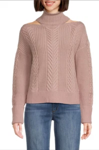 PAIGE Wool-Blend Lorilee Turtleneck Cutout Sweater Wild Rose Size Large - Picture 1 of 9