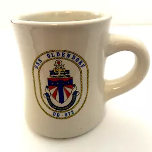 Marineschiff USS Oldendorf DD-972 Vintage Kaffeetasse Becher dick & massiv sehr schön - Bild 1 von 22