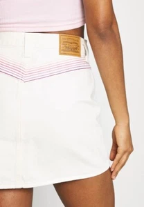 Levi’s Premium Regenbogen Ribcage bestickt Mini Jeansrock Ecru Größe 26 NEU $ 80 - Bild 1 von 10