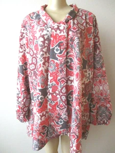 Floral Blouse Diane Gilman Multicolor Long Sleeve Plus Size 2X Waist Length NWT - Picture 1 of 5