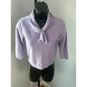 Vintage Bobbie Brooks Kids Lavender Cashmere Sweater Scarf Collar, Size M - Picture 1 of 4