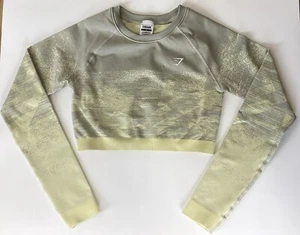 Gymshark Adapt Green Grey Ombre Women’s Crop Top - Long Sleeve Size Large - Picture 1 of 15