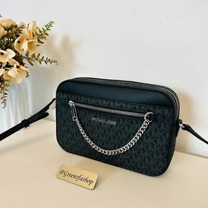 Michael Kors Monedero Jet Set Grande Cadena Este/Oeste Bandolera Negro Firma - Imagen 1 de 8