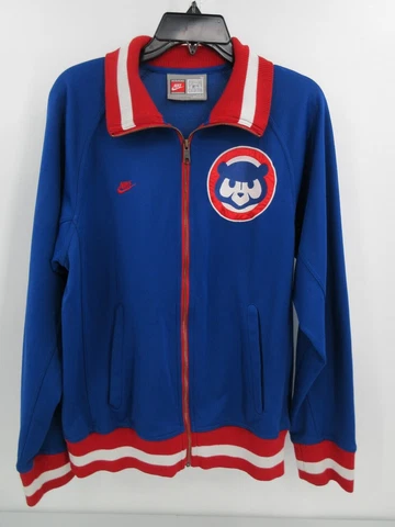 NIKE COOPERSTOWN COLLECTION CHICAGO CUBS Full Zip Track Jacket Size Medium Blue Cover