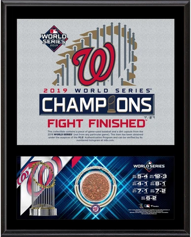 Washington Nationals 2019 World Series Champions 12" x 15" Plaque & GU WS Dirt Cover
