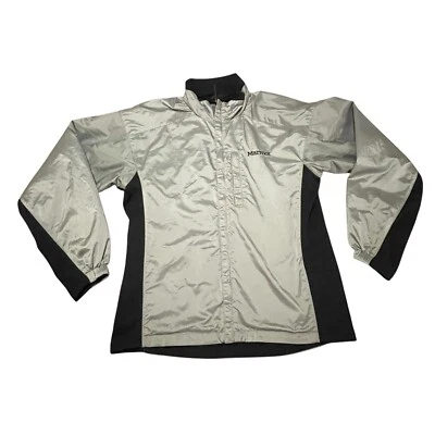 Marmot Jacket Men M Solid Gray PreCip Windbreaker Full Zip Pockets Stretch Side - Image 1 of 4