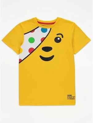 Children in need Pudsey Bear print Yellow short sleeve T-shirt 4-12 years New - Image 1 of 3