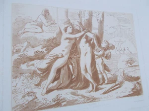 Gravure ancienne-Acis et Galathée-Poussin-Rosotte.1860. - Picture 1 of 2