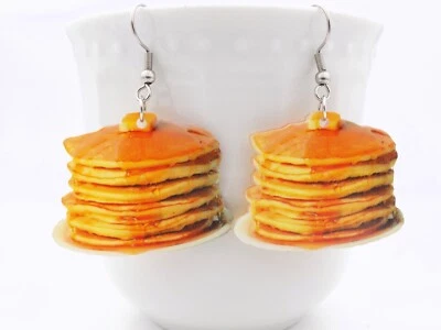 Pila realista de pendientes de panqueques mantecosos - Nueva joyería de alimentos 2d Foto 1 de 4