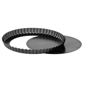 Große geriffelte Backform abnehmbarer Boden Antihaftbeschichtet Kochen Backform Schwarz - Bild 1 von 1