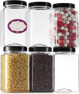 Klare leere Kunststoffgläser mit Deckel und Etiketten, 6er Pack 36 Unzen, BPA-frei - Bild 1 von 3
