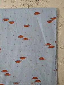 Cranston Print Works Schwartz Liebman Vtg Turtles Tiny Floral Blue 21" x44 - Picture 1 of 4