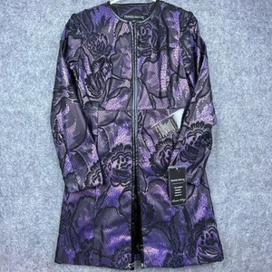 Pamela McCoy Jacket Womens XS Purple Black Lace Coat WhimsiGoth Glam Rocker - Picture 1 of 8