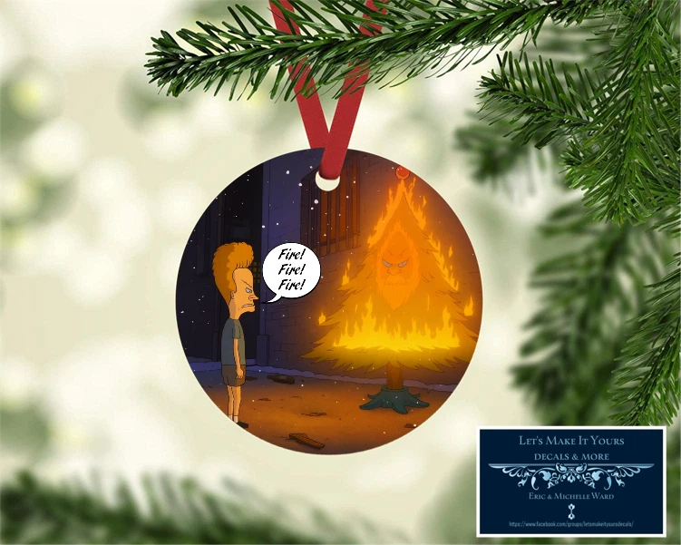 BEAVIS AND BUTTHEAD FUEGO METAL NAVIDAD ADORNO EQUIPAJE ETIQUETA DECORACIÓN REGALO Foto 1 de 1