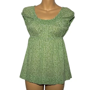 American Eagle 2000s Top Size 4 Babydoll Fairy 2000s Girly Y2K Green Floral - Picture 1 of 9