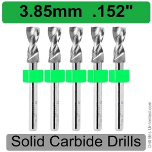 Brocas de carburo de 3,85 mm .152" #24 vástago de 1/8" CINCO piezas de carburo sólido R/S - Imagen 1 de 4