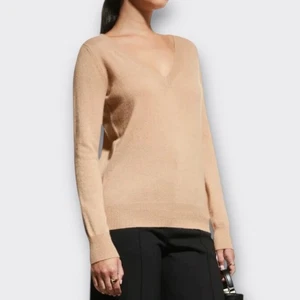 Suéter ALEX MARIE Mujer Cachemira Cuello en V Camel Beige Tostado Preppy Clásico M - Imagen 1 de 7
