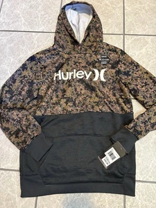 Hurley Hoodie Boys Youth Large Grey W Camo H20 Dri Pullover Sweatshirt NEW - Picture 1 of 14