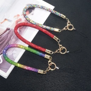 Bling Bling Rhinestone Phone Lanyard Keychain Hanging Cord Phone Accessories - Photo 1 sur 19