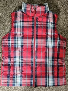 Lands End Mens Insulated Down Puffer Vest L 14-16 Full Zip Pockets Mock Neck - Picture 1 of 11