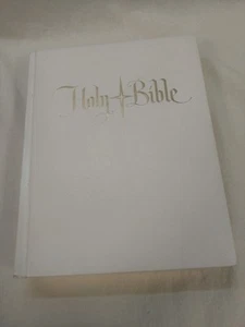 1963 Holy Bible Catholic Edition White w/ LG Text Gold Gilded 11x8" Illustrated - Picture 1 of 24