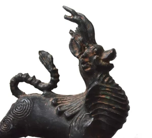 Antique Tibetan Bronze + other metals Statue of a Mythical Deer - Picture 1 of 4