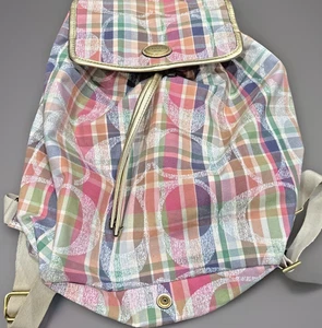 Coach Daisy Madras Packable Backpack Plaid DayBag Handbag Sack F77342 CC Logo - Picture 1 of 12