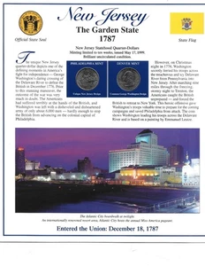 1999 New Jersey P&D Postal Commemorative Society Statehood Quarters & Stamps - Picture 1 of 2