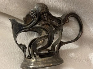 Raro portabicchieri stile liberty WMF primi '900 placcato argento figura donna senza prezzo di riserva - Foto 1 di 12