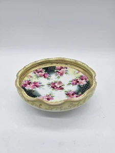 Antique Nippon Hand Painted Flowers Water Lilly Bowl With Pedestal Boho - Picture 1 of 11