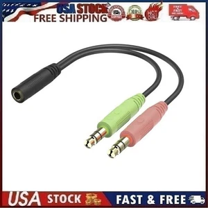 Headphone Splitter for Computer 3.5mm Female to 2 Dual 3.5mm Male Audio Mic Sty2 - Picture 1 of 8