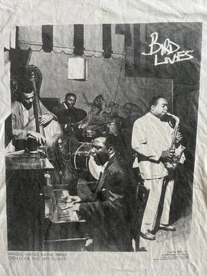Camiseta gráfica vintage Bird Lives Mingus Haynes Monk Parker 1990 talla XL Foto 1 de 4
