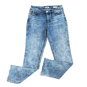 De La Luz High Rise Straight Crop Jeans Acid Wash Raw Hem Stretch Damen Gr. 6 - Bild 1 von 8