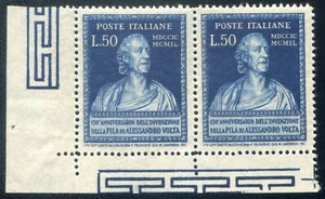 1949 Volta 50 lire con filigrana parziale PMF coppia nuova ** bordo - Picture 1 of 3