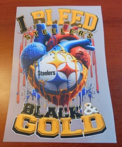 Pittsburgh Steelers 8" DTF Heat Transfer Iron On FREE Shipping (B18) - Picture 1 of 1