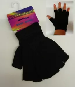 Guanti uomo unisex donna magici senza dita neri in maglia mezze dita taglia unica - Foto 1 di 10