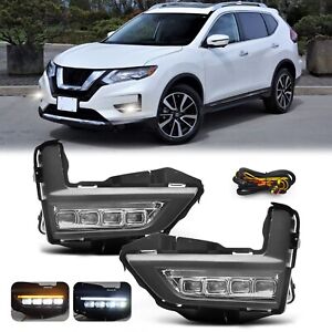 For 2017-2020 Nissan Rogue S SV SL LED Fog Lights Front Bumper Lamps with DRL