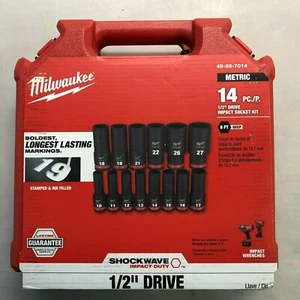 Milwaukee 49-66-7014 Shockwave Metric 14 piece 1/2 Drive Impact Socket set NEW - Picture 1 of 1
