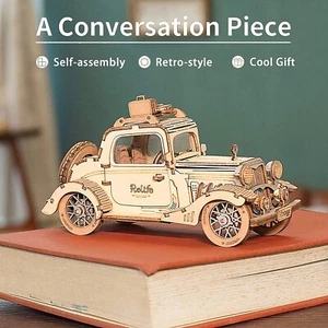 ROKR Oldtimer-3D-Holzpuzzle zum Selbermachen Modellbausätze Bastelgeschenk - Bild 1 von 9