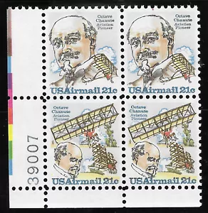 1979 C93-94 21c Octave Chanute Se-Tenant Airmail Plate Block 4 (1193) - Picture 1 of 1